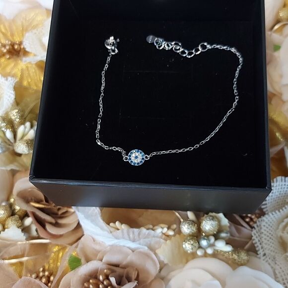 925 Silver Blue Eye Bracelet - Picture 3 of 5